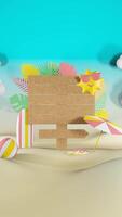 3D animation summer sales social media post template portrait, suitable for travel agency or product campaign. video